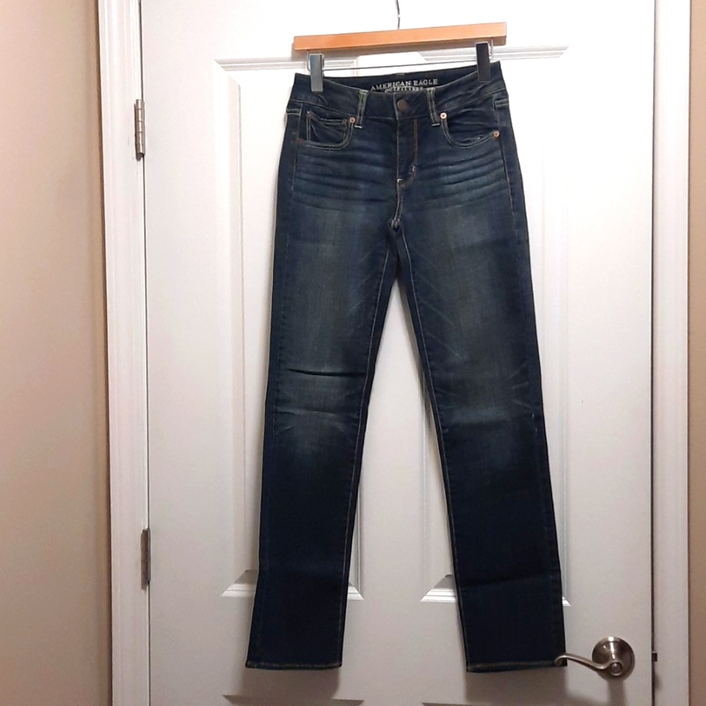 American Eagle Outfitters Women’s Straight Leg Jeans - Dark Indigo Blue